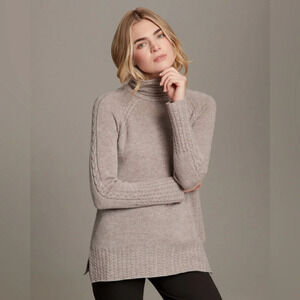Alashan Cashmere Merino Turtleneck Cable Detail Pullover